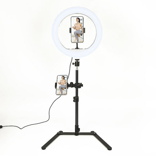 12 Inch LED Video Ring Light with Tabletop Light Stand and Phone Holder Black - Amazingooh Wholesale
