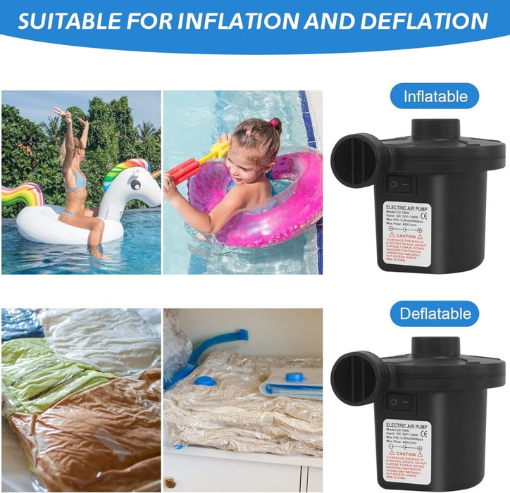 Electric Pump for inflatables with 3 Nozzles, AC 240V/DC 12V 50W High Power Electric Air Pump for Air Bed Mattress Inflatables Paddling Pool Beach Toys - Amazingooh Wholesale