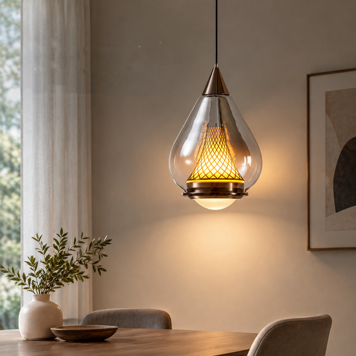 BAMDECOR XD016 Italian Minimalist Elevating Glass Pendant Lights (Tan)