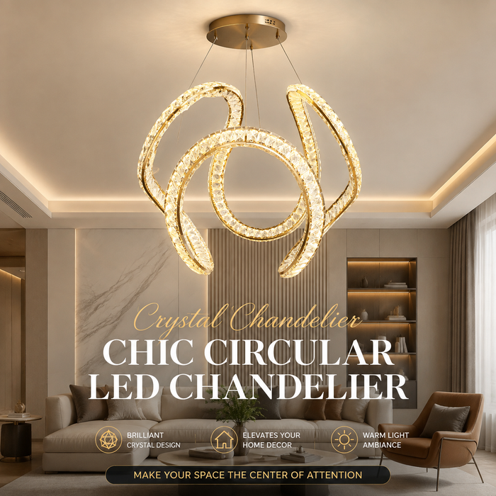 BAMDECOR C3602 60cm Modern Pendant Light Chic Circular LED Chandelier (Brass Gold)