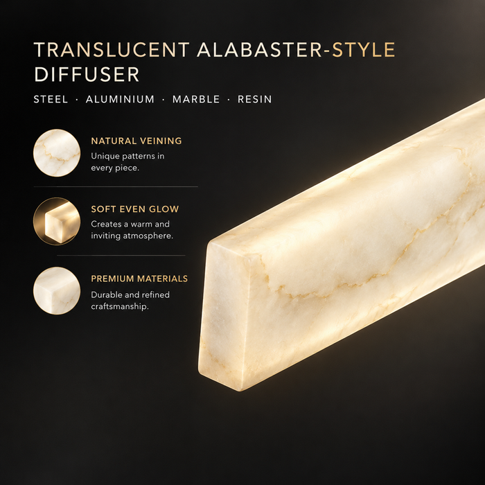 BAMDECOR YS0603 Alabaster Faux Marble Rectangle Pendant Light 150cm (Brass Gold)