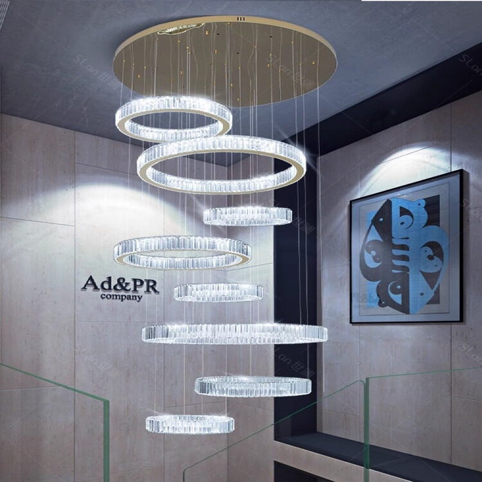 BAMDECOR C3341 Series Pharaoh RING Modern K9 Luxury Crystal LED Chandelier (Gold-5/6/7 and 8 Rings)