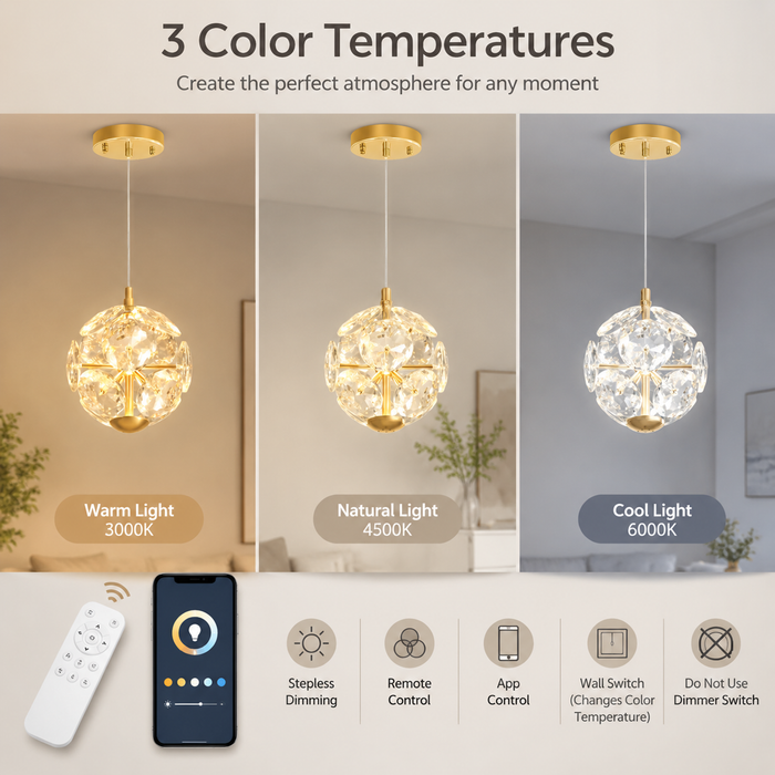 BAMDECOR C3619 Single Heads Crystal Globe Chandeliers High Ceiling Foyers Entrance Chandeliers Staircase Long Pendant Light (Gold)