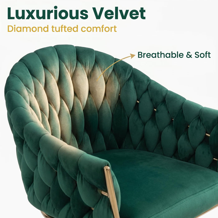 SERENITà GP1863 Modern Velvet Breakfast Bar Stools Swivel Barstools Adjustable Counter Stools with Backrest (Gold-Emerald Green)