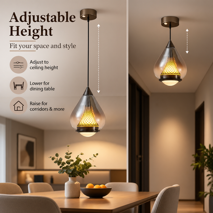 BAMDECOR XD016 Italian Minimalist Elevating Glass Pendant Lights (Tan)