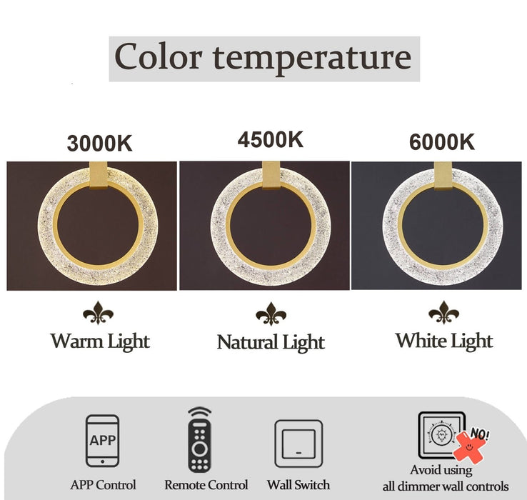 BAMDECOR LT04 9 Golden Round Acrylic Chandelier for Villa Stair Home Decoration Modern Style Exquisite Chandelier (Gold)