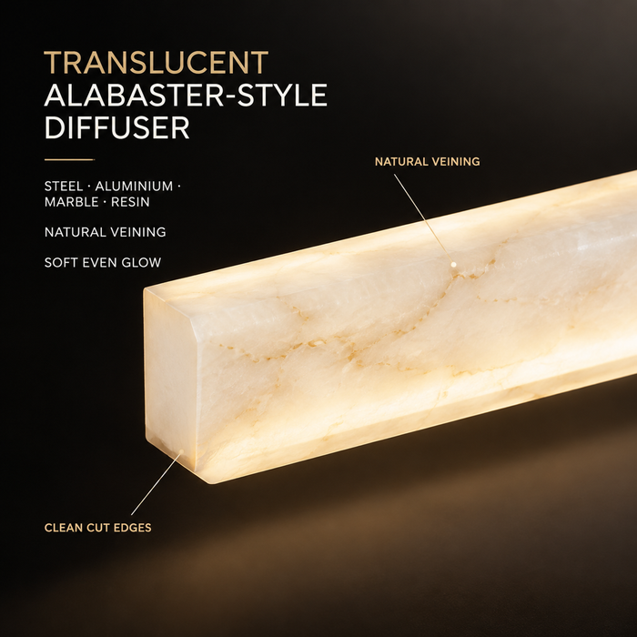 BAMDECOR YS0603 Alabaster Faux Marble Rectangle Pendant Light 150cm (Brass Gold)