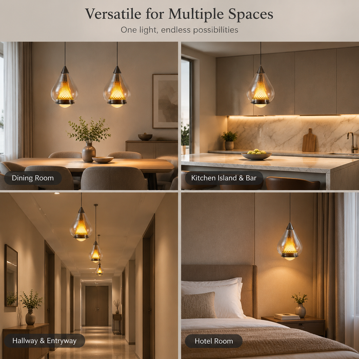 BAMDECOR XD016 Italian Minimalist Elevating Glass Pendant Lights (Tan)