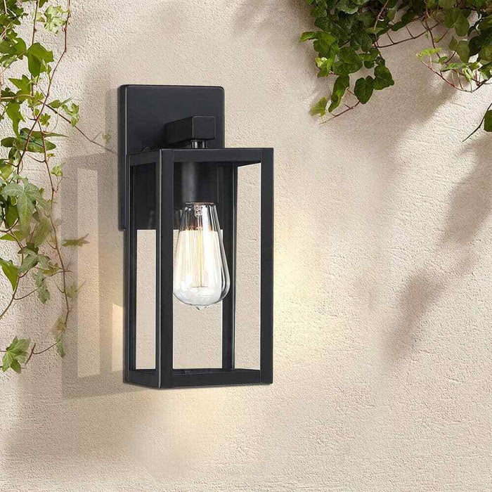 1 x Matte Black Hardwired Outdoor Wall Lantern Sconce - Amazingooh Wholesale