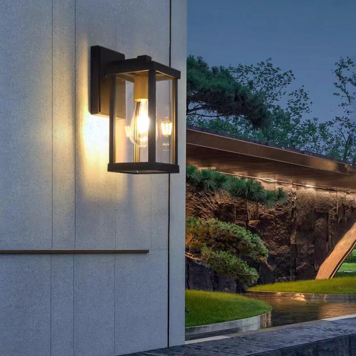 1 x Matte Black Hardwired Outdoor Wall Lantern Sconce - Amazingooh Wholesale