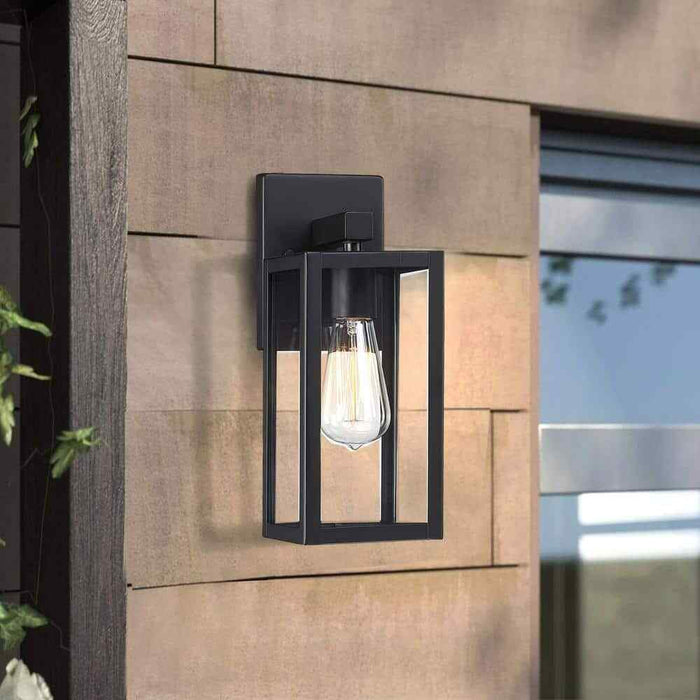 1 x Matte Black Hardwired Outdoor Wall Lantern Sconce - Amazingooh Wholesale