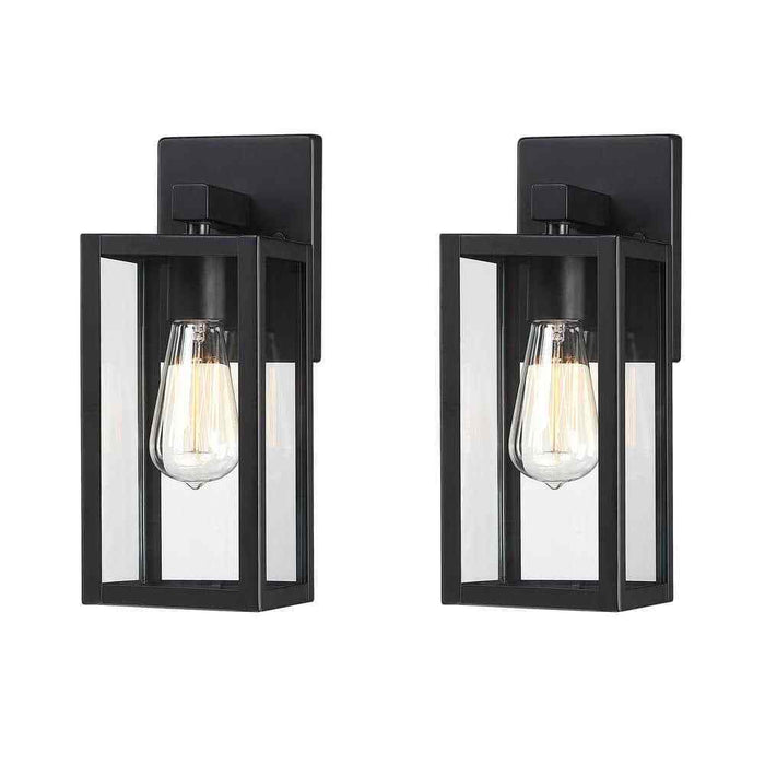 1 x Matte Black Hardwired Outdoor Wall Lantern Sconce - Amazingooh Wholesale