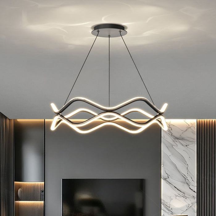 BAMDECOR A212/1 Black Modern Wavy Art Aluminum Light Fixture for Living Room Bedroom Indoor Decor