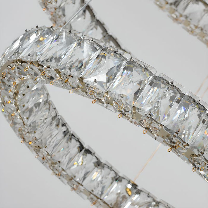 BAMDECOR C3325 Five Rings Modern Crystal Chandeliers Lighting Fixtures Contemporary Round Chandelier Lighting Fixtures Crystal Pendant Ceiling Lights