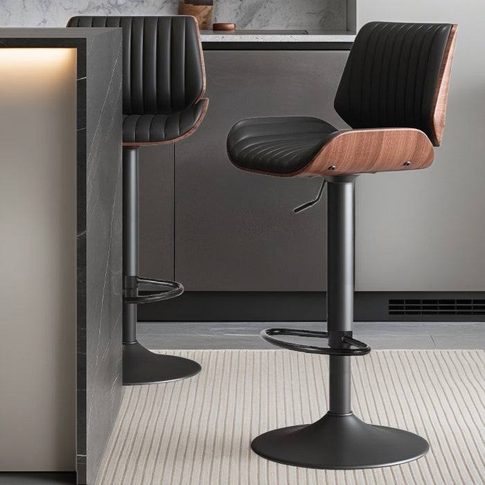 SERENITà European Wooden Modern Bar Stools Bistro Stool with Rotating and Aerodynamic Multi-levelled