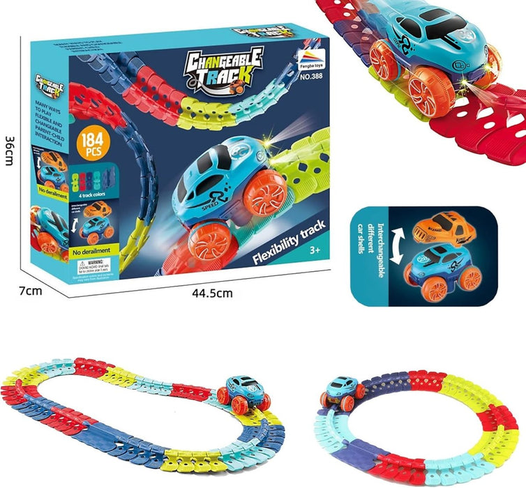184pcs Race Track Toys for Boys Kids with LED Light - Up Race Car,Flexible Changeable Magic Race Car Track Toys for 3 4 5 6 7 8+Year Old Boys Girls as Best Birthday Gifts - Amazingooh Wholesale