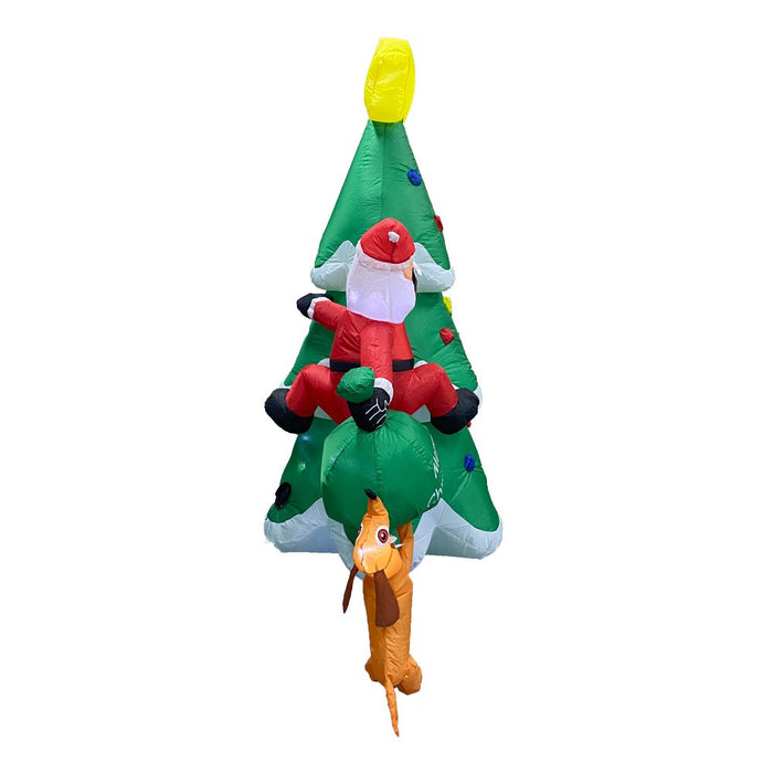 1.8M Inflatable Santa and Dog with Christmas Tree | 8 LED Lights | Holiday Outdoor Decoration - Amazingooh Wholesale