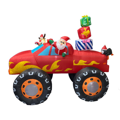 1.8m Inflatable Surfing Santa with LED Lights for Christmas Beach Decor - Amazingooh Wholesale