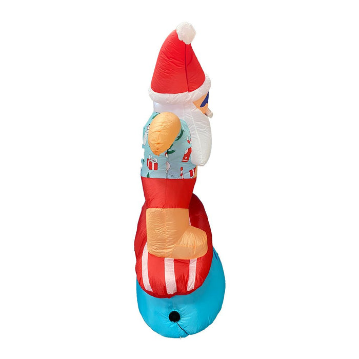 1.8m Inflatable Surfing Santa with LED Lights for Christmas Beach Decor - Amazingooh Wholesale