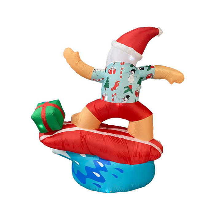 1.8m Inflatable Surfing Santa with LED Lights for Christmas Beach Decor - Amazingooh Wholesale