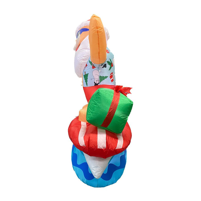 1.8m Inflatable Surfing Santa with LED Lights for Christmas Beach Decor - Amazingooh Wholesale