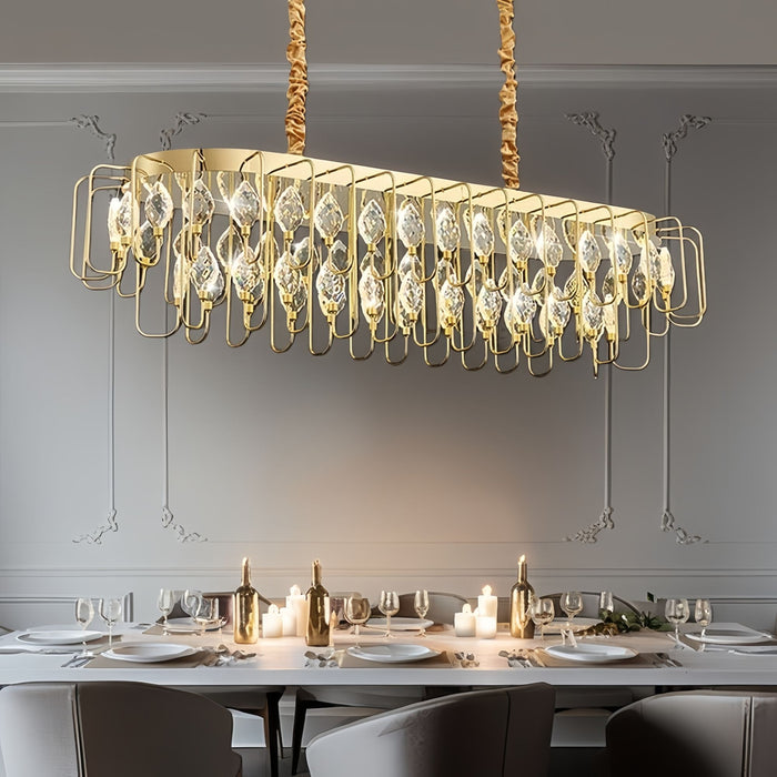 BAMDECOR C3345 Modern French Home Decor Luxury Crystal-leaf Chandelier LED Fashion Creativity Pendant Ceiling Lights(120cm-Gold)