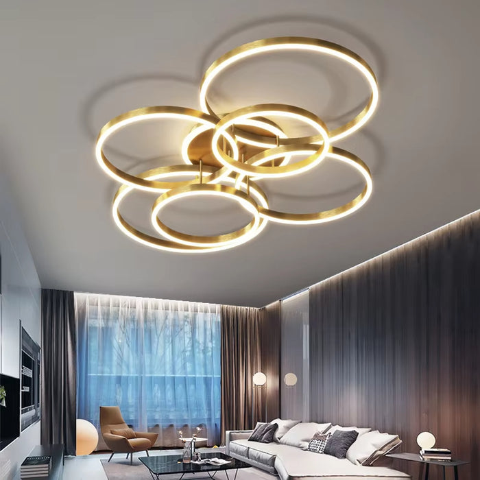 BAMDECOR Gold Modern Minimalist Round LED Ceiling Light Adjustable 3-Color Modes for Bar, Dining Room, Office