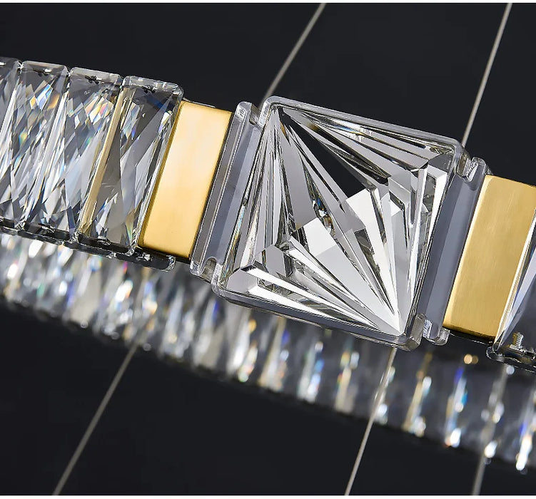 BAMDECOR C3319 Modern Crystal Chandeliers Lighting Fixtures Contemporary Round Chandelier Lighting Fixtures Crystal Pendant Ceiling Lights(Gold-60cm)