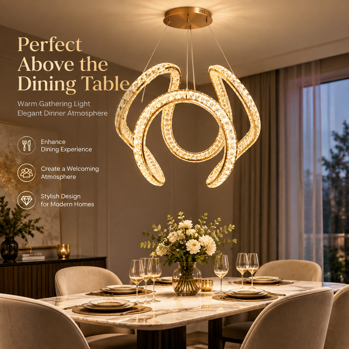 BAMDECOR C3602 60cm Modern Pendant Light Chic Circular LED Chandelier (Brass Gold)