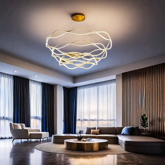 BAMDECOR A212/3 Modern Wavy Art Aluminum Light Fixture for Living Room Bedroom Indoor Decor