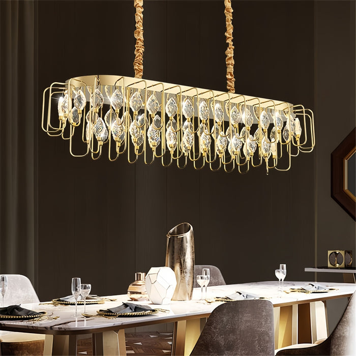 BAMDECOR C3345 Modern French Home Decor Luxury Crystal-leaf Chandelier LED Fashion Creativity Pendant Ceiling Lights(120cm-Gold)