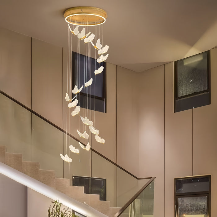 BAMDECOR LT05 19 Nordic Butterfly Luxury Chandeliers Pendant Lights for Villa Stair Home Decoration Modern Style Exquisite Chandelier (Gold)