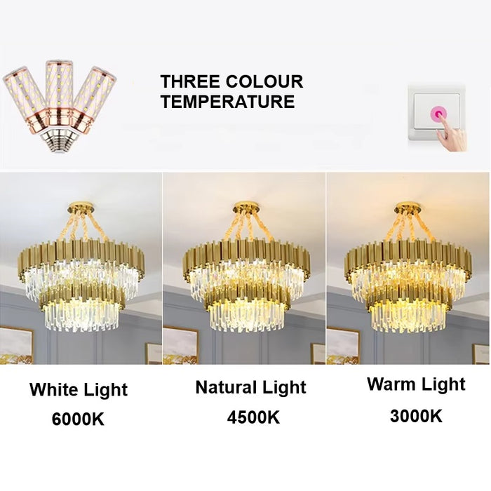 BAMDECOR C3356/2 Grande Two Layer Round Crystal Chandelier (Gold-75cm)