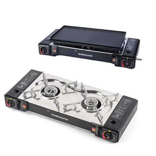 2 Burner Butane Countertop Stove, Portable Adjustable Burners with Carry Case, Portable Camping Stove with Baking Tray - Amazingooh Wholesale