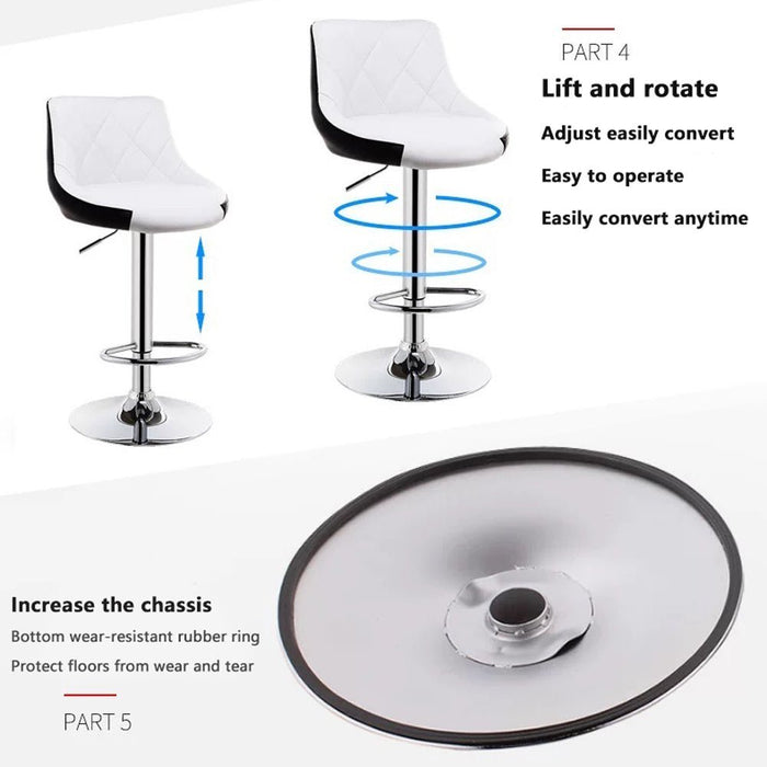 2 Pcs Bar Stools Kitchen Bar Stool Leather Barstools Swivel Gas Lift Counter Chairs BS8403 White - Amazingooh Wholesale