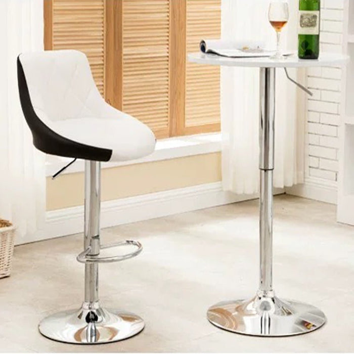2 Pcs Bar Stools Kitchen Bar Stool Leather Barstools Swivel Gas Lift Counter Chairs BS8403 White - Amazingooh Wholesale