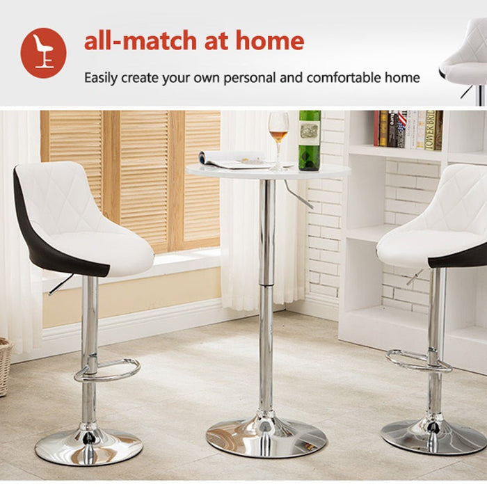 2 Pcs Bar Stools Kitchen Bar Stool Leather Barstools Swivel Gas Lift Counter Chairs BS8403 White - Amazingooh Wholesale