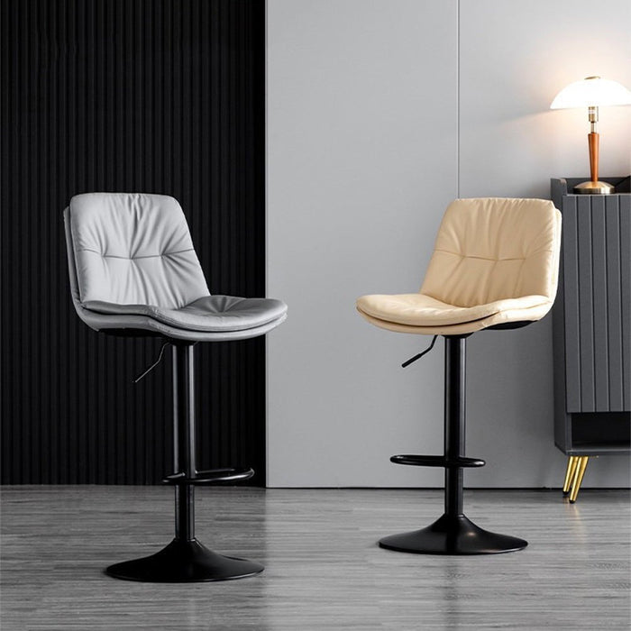 2 Pcs Bar Stools Kitchen Bar Stool Leather Barstools Swivel Gas Lift Counter Chairs BS8406 Khaki - Amazingooh Wholesale
