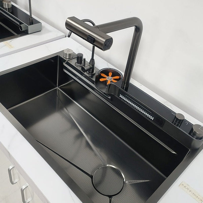 2024 80x45cm Integrated Waterfall Kitchen Sink Honeycomb Technology Large Digitial Display Stainless Steel Water Filter Cup Washer - Amazingooh Wholesale
