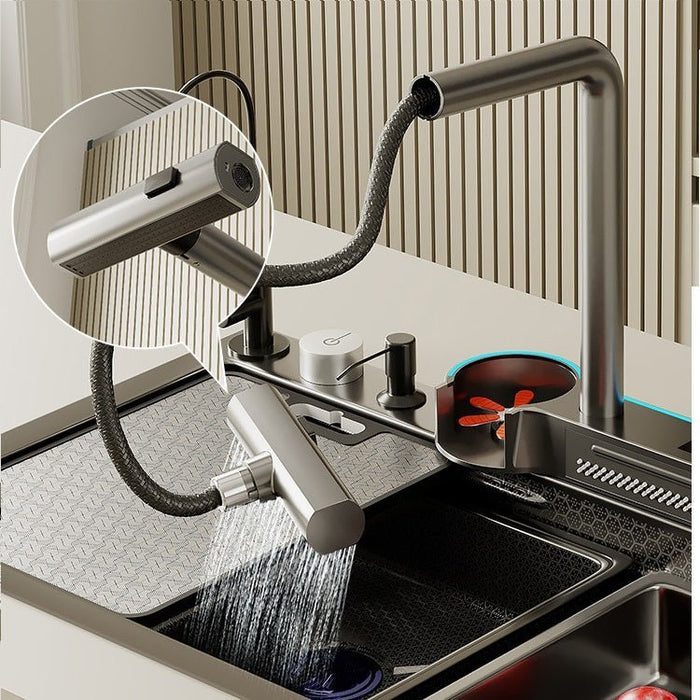 2024 80x45cm Integrated Waterfall Kitchen Sink Honeycomb Technology Large Digitial Display Stainless Steel Water Filter Cup Washer - Amazingooh Wholesale