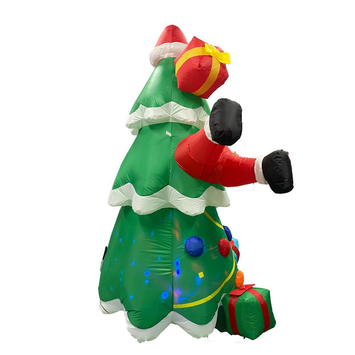 2.1M Inflatable Christmas Tree with Santa Stuck Inside - LED & Multicolor Light - Amazingooh Wholesale