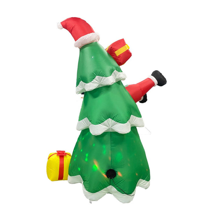 2.1M Inflatable Christmas Tree with Santa Stuck Inside - LED & Multicolor Light - Amazingooh Wholesale