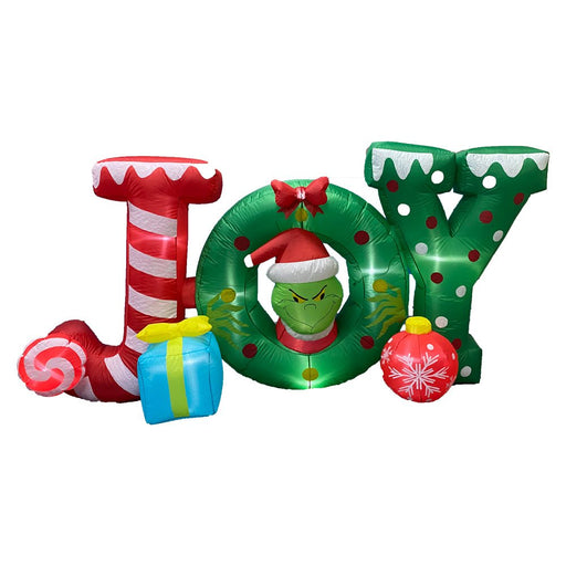 2.4M Inflatable Christmas JOY Sign with Santa and Wreath | 10 LED Lights | Outdoor Holiday Decor - Amazingooh Wholesale