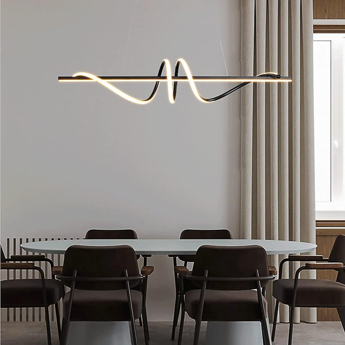 BAMDECOR A202 Modern LED Linear Pendant Lights with Dimmable LED  (120cm-Black)