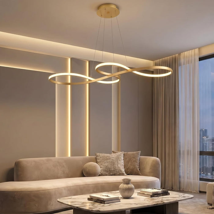 BAMDECOR A022 Modern Designer Infinity LED Chandelier Island Ceiling Pendant Light (120/150cm-Gold)