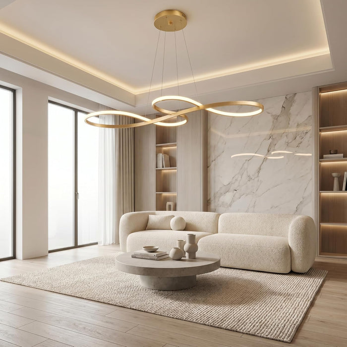 BAMDECOR A022 Modern Designer Infinity LED Chandelier Island Ceiling Pendant Light (120/150cm-Gold)
