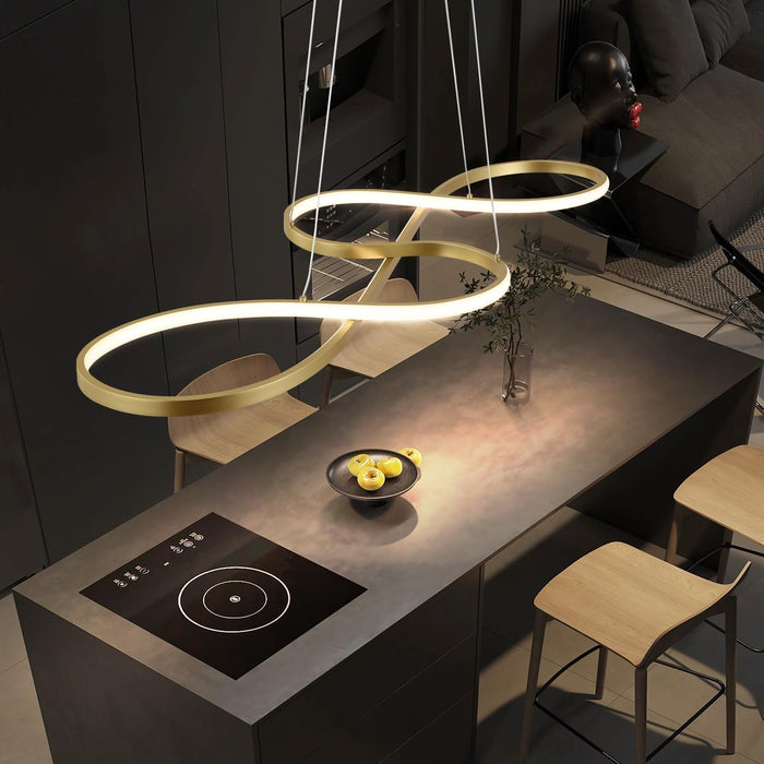 BAMDECOR A022 Modern Designer Infinity LED Chandelier Island Ceiling Pendant Light (120/150cm-Gold)