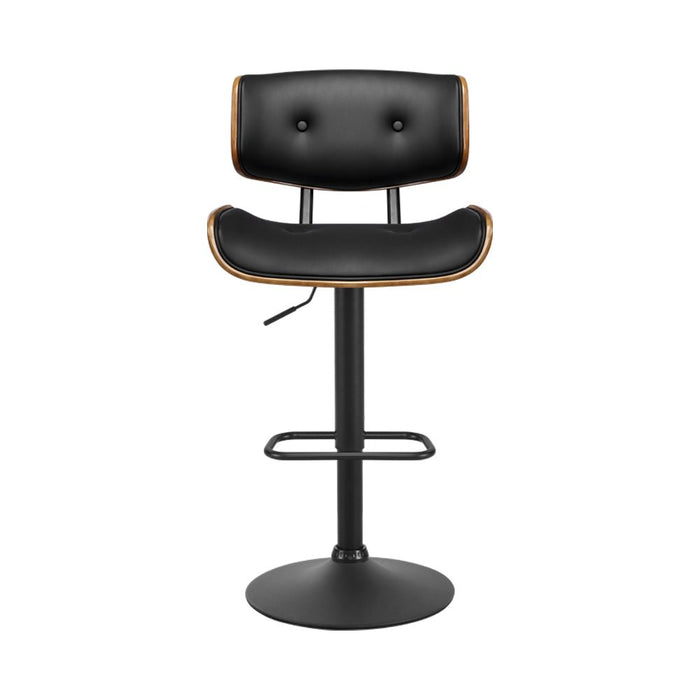 2x Bar Stools Gas Lift Leather All Black - Amazingooh Wholesale