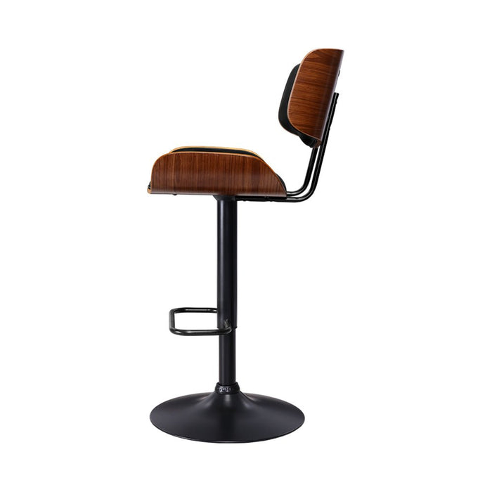 2x Bar Stools Gas Lift Leather All Black - Amazingooh Wholesale