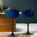 2x Bar Stools Gas Lift Velvet Blue - Amazingooh Wholesale